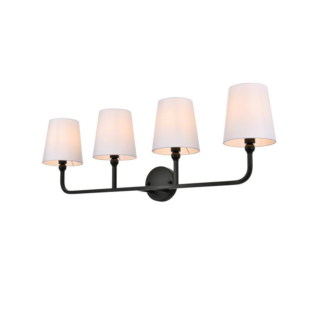 Back. Living District - Colson 4 light Black and Clear Bath Sconce - Black And Clear.