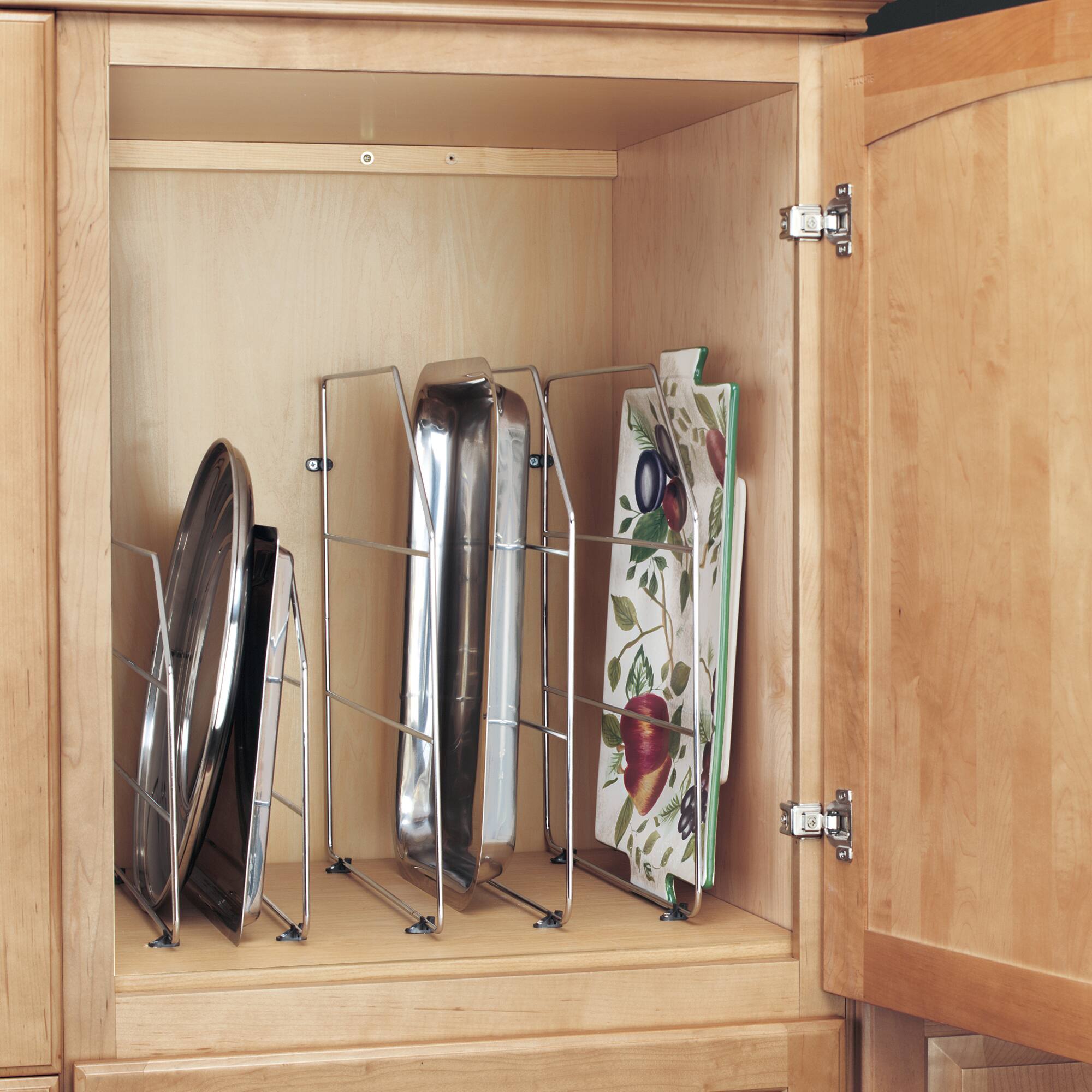 Alt View 1. Rev-A-Shelf - Rev-A-Shelf 18" Bakeware Divider for Wall/Base Cabinets, Chrome, 597-18CR-2-1 - Silver.
