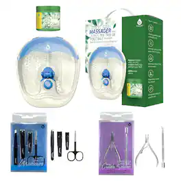 Pursonic - Ultimate Home Spa and Grooming Bundle (Foot Spa Massager + Salon Quality Manicure Tool Kit + Precision Perfection Bundle - Multicolor