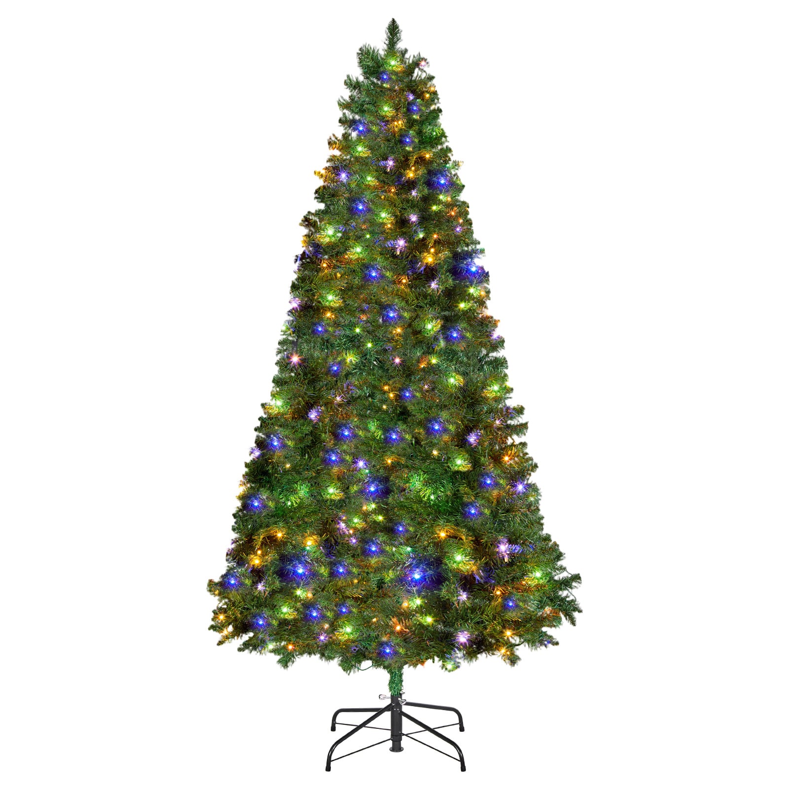 VEVOR - Christmas Tree, 6ft Prelit Artificial Xmas Tree, Full Holiday Decor Trees with 330 Colorful LED Lights,11 Lighting Modes - Green