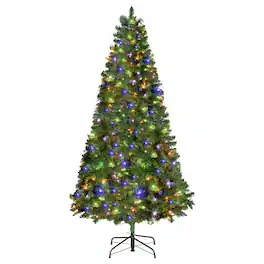 VEVOR - Christmas Tree, 6ft Prelit Artificial Xmas Tree, Full Holiday Decor Trees with 330 Colorful LED Lights,11 Lighting Modes - Green