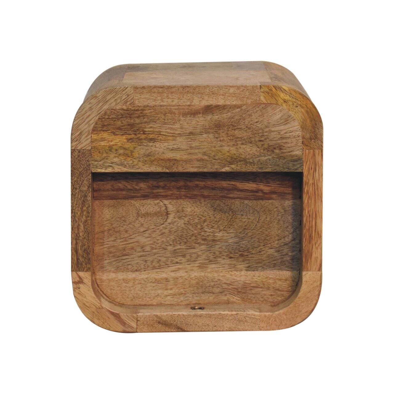 Alt View 6. Artisan Furniture - Artisan Furniture Solid Wood Extra Mini Curved Oak-ish Bedside, 1 Drawer, 1 Open Slot, Light Brown - Oak.