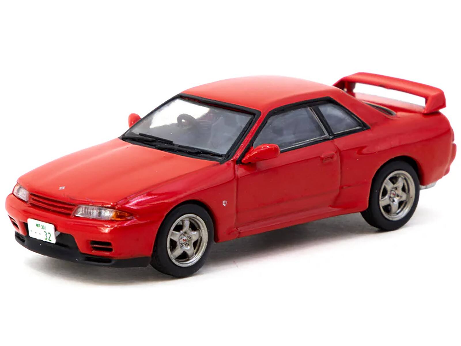 Angle. Tarmac Works - Nissan Skyline GT-R (BNR32) RHD (Right Hand Drive) Red "J Collection" Series 1/64 Diecast Model by Tarmac Works - Red.