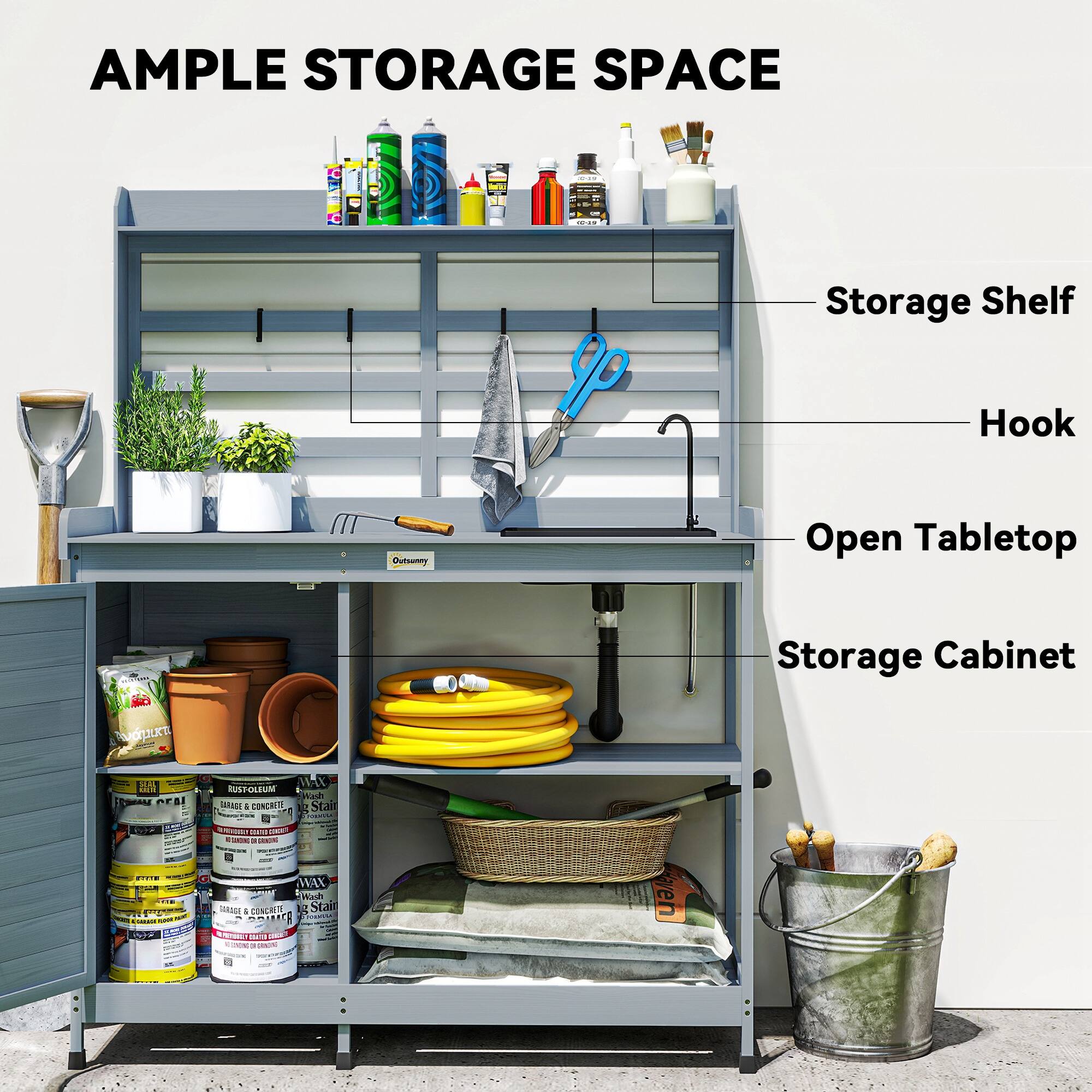 Storage Shelf, Hook, Open Tabletop, Storage Cabinet