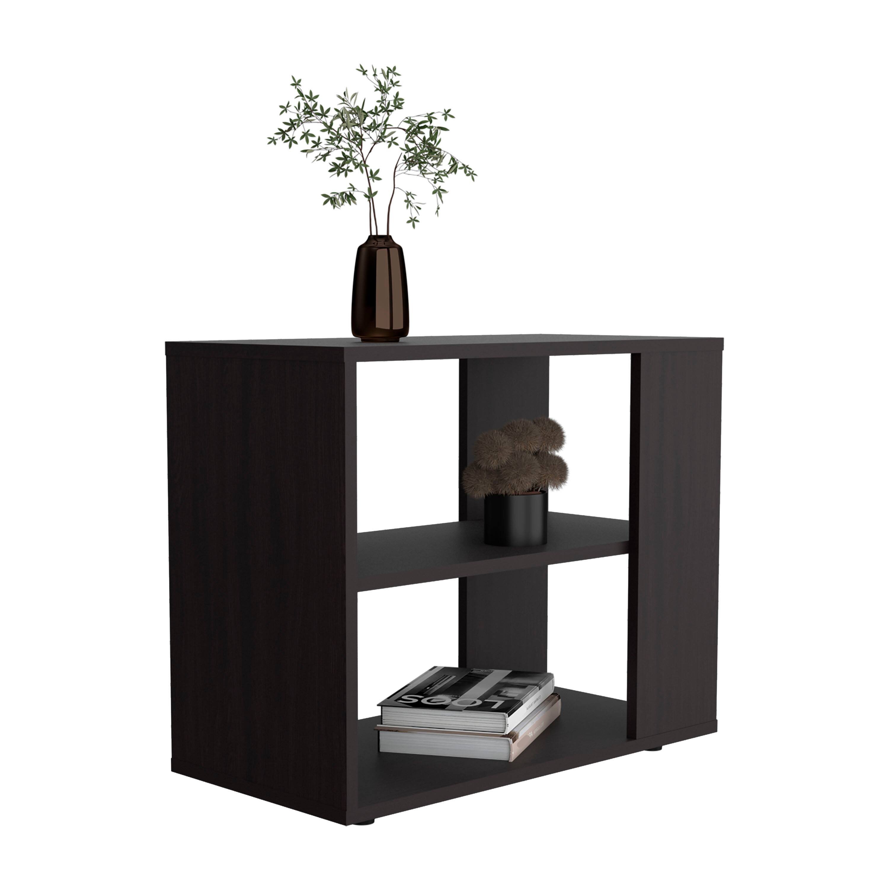 Alt View 1. TuHome - Gardin High Side Table , End Table, Sofa Table with Two Shelves and a Minimalist Desgin, Living Room or Bed Room - Black Wenge.
