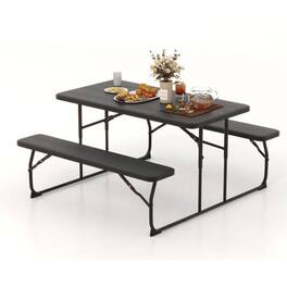 Hivvago - Folding Picnic Table with 2 Benches Outdoor Patio Dining Set - Black