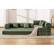 Left. KERDOM - L-Shaped Corduroy Couch Chaise Lounge, 78'' Foldable Sofa Bed 2pcs Combined, Spliced Block Modular Sectional Sponge Sofa - Olive Green.