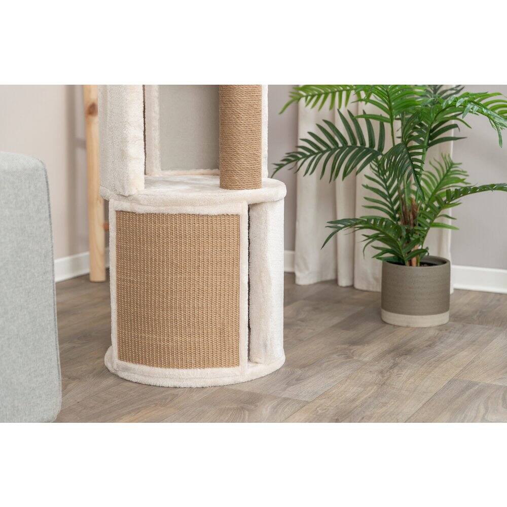Alt View 2. TRIXIE - Giorgia Plush & Sisal 32" Cat Condo Tower, Scratching Posts  with Padded Bed - Beige.