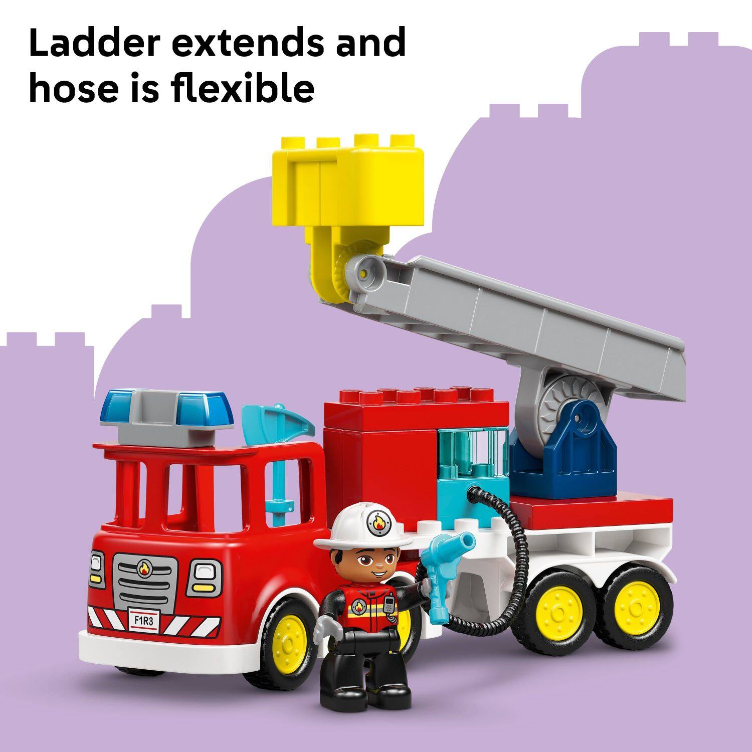 Ladder extends and hose is flexible
