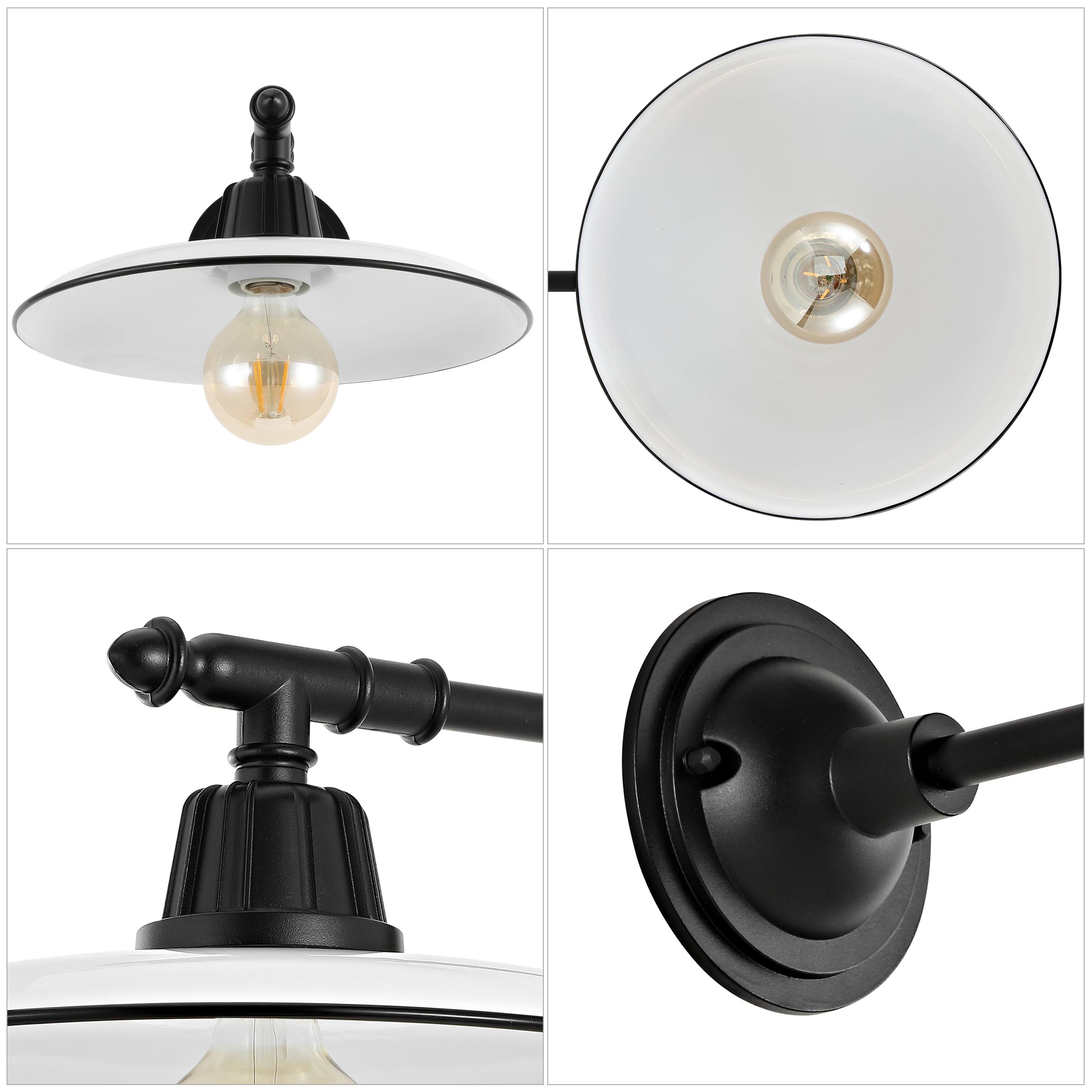Alt View 4. Jonathan Y - Bonner 12" 1-Light Farmhouse Industrial Indoor/Outdoor Iron LED Victorian Arm Outdoor Sconce, White - White/Black.