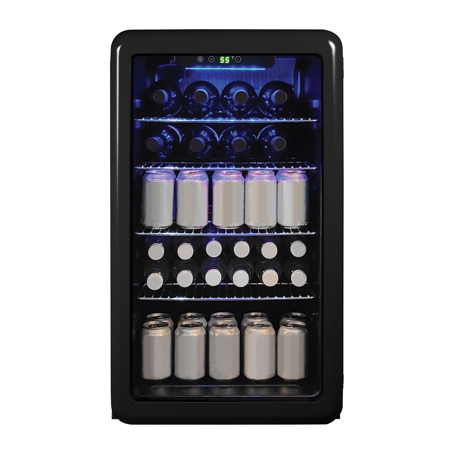 Left. Magic Chef - 3.4-Cu. Ft. Retro Beverage Cooler - Black.