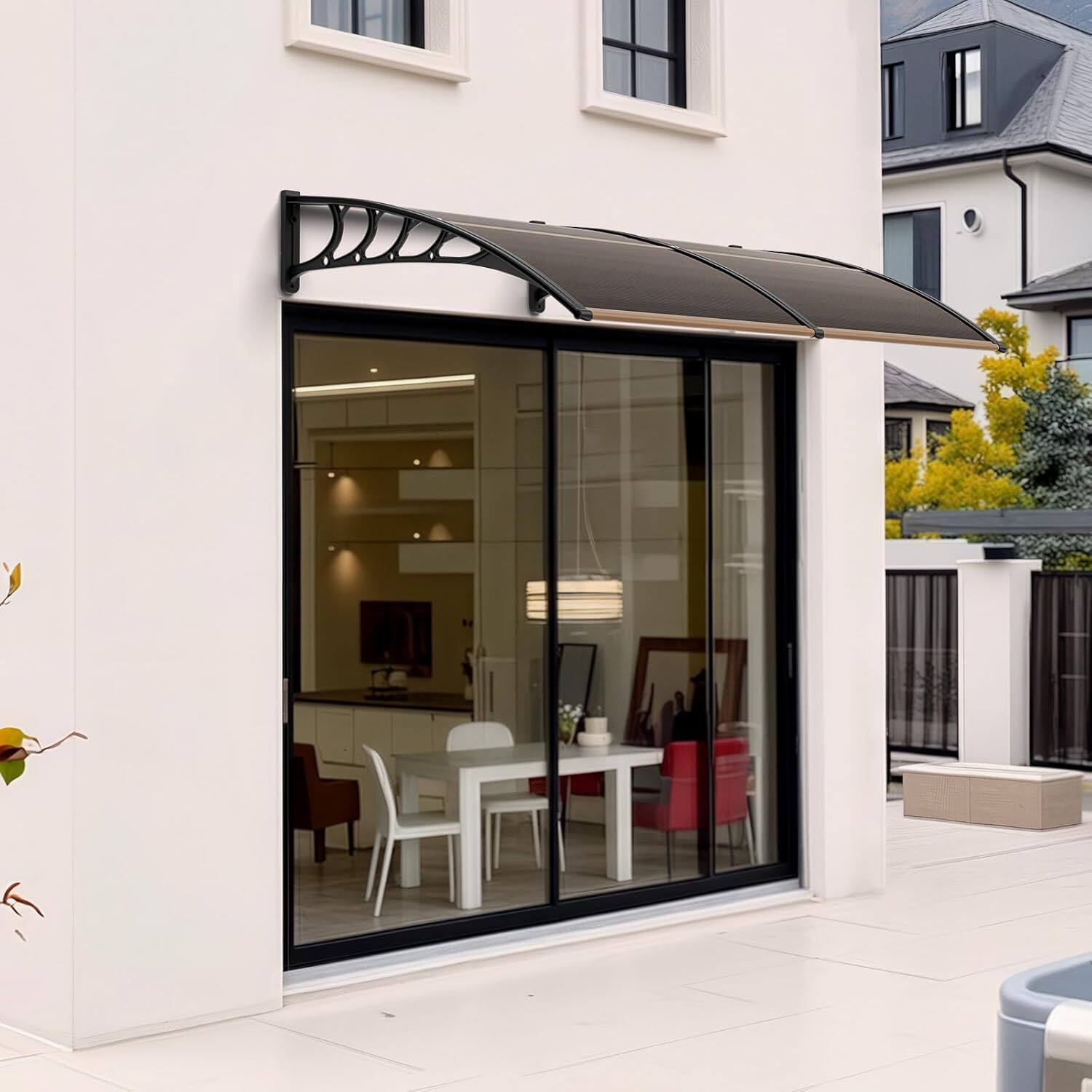 Angle. Winado - Window Awning Door Canopy Exterior, 40" x 80" Awnings for Doors Polycarbonate Cover Patio Door Awning Rain Snow Sunlight.