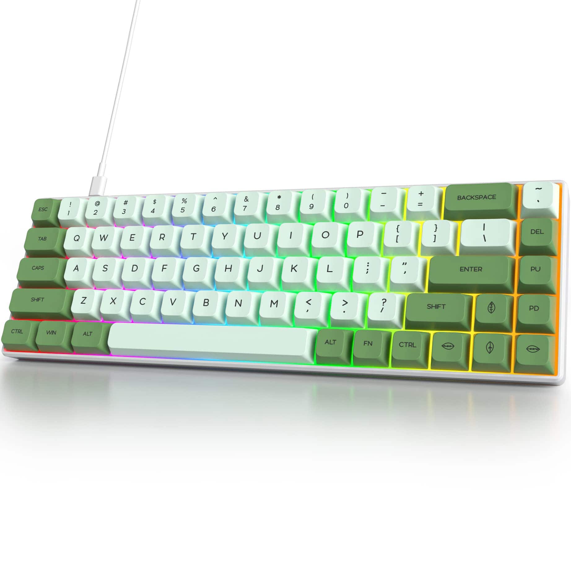 Live At Space - Wired 65% Mechanical Gaming With Blue 60% Ultra Compact Rgb Backlit Keys N-key Rollover For Pc Ps5 Xbox 【Portable 65% - Matcha/68 Red Switch