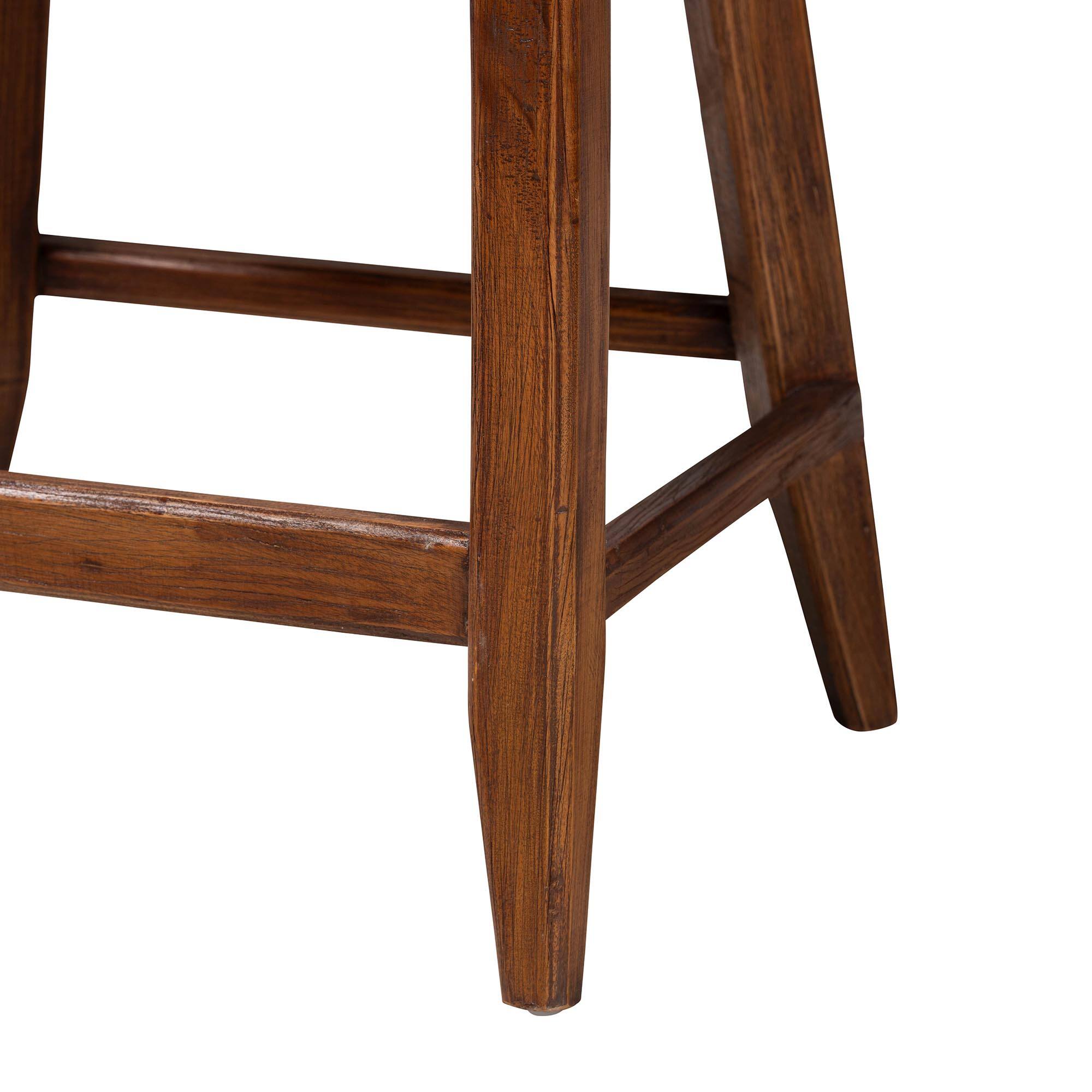 Alt View 2. bali & pari - Ridley Seagrass Counter Stool with Mahogany Wood Frame - Seating with Woven Square Back and Cushioned Seat - Brown Wash.