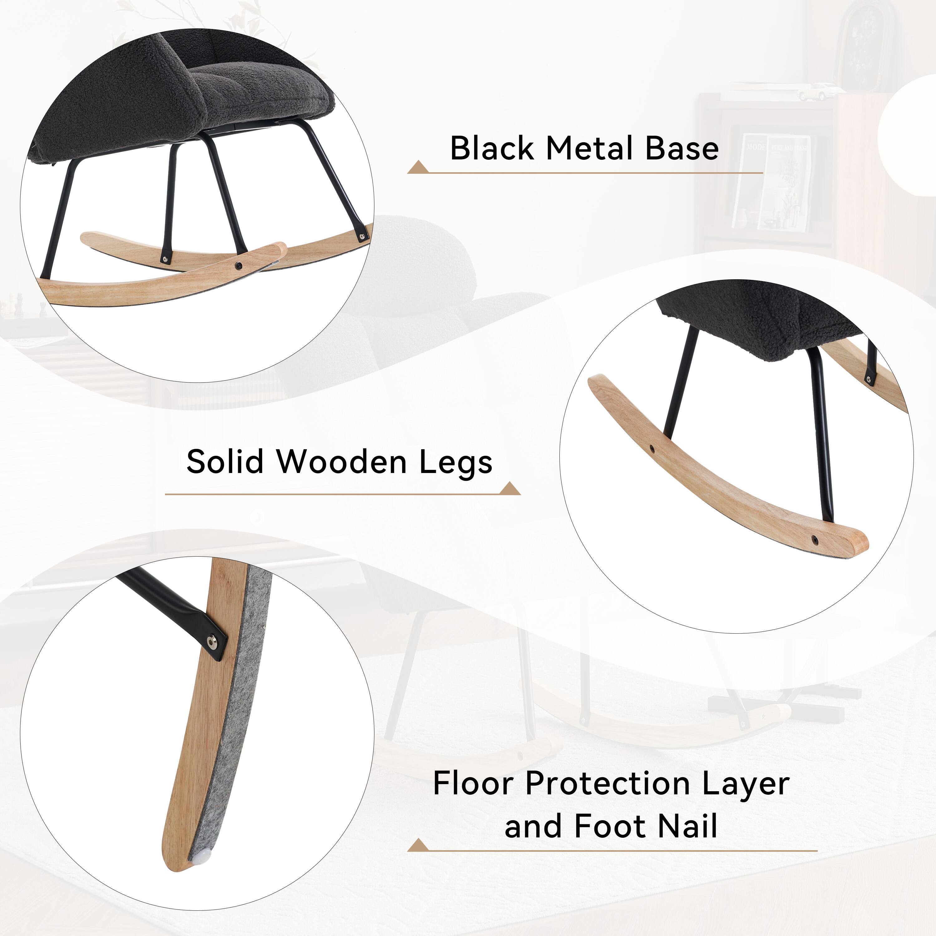 Black Metal Base

Solid Wooden Legs

Floor Protection Layer and Foot Nail