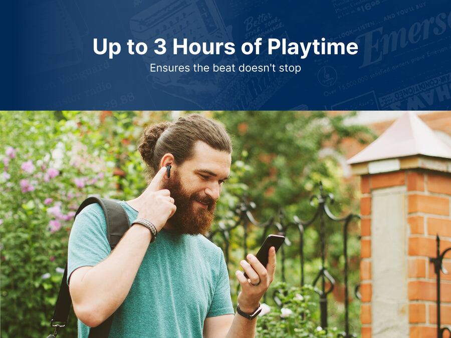 Up to 3 Hours of Playtime  
Ensures the beat doesn't stop