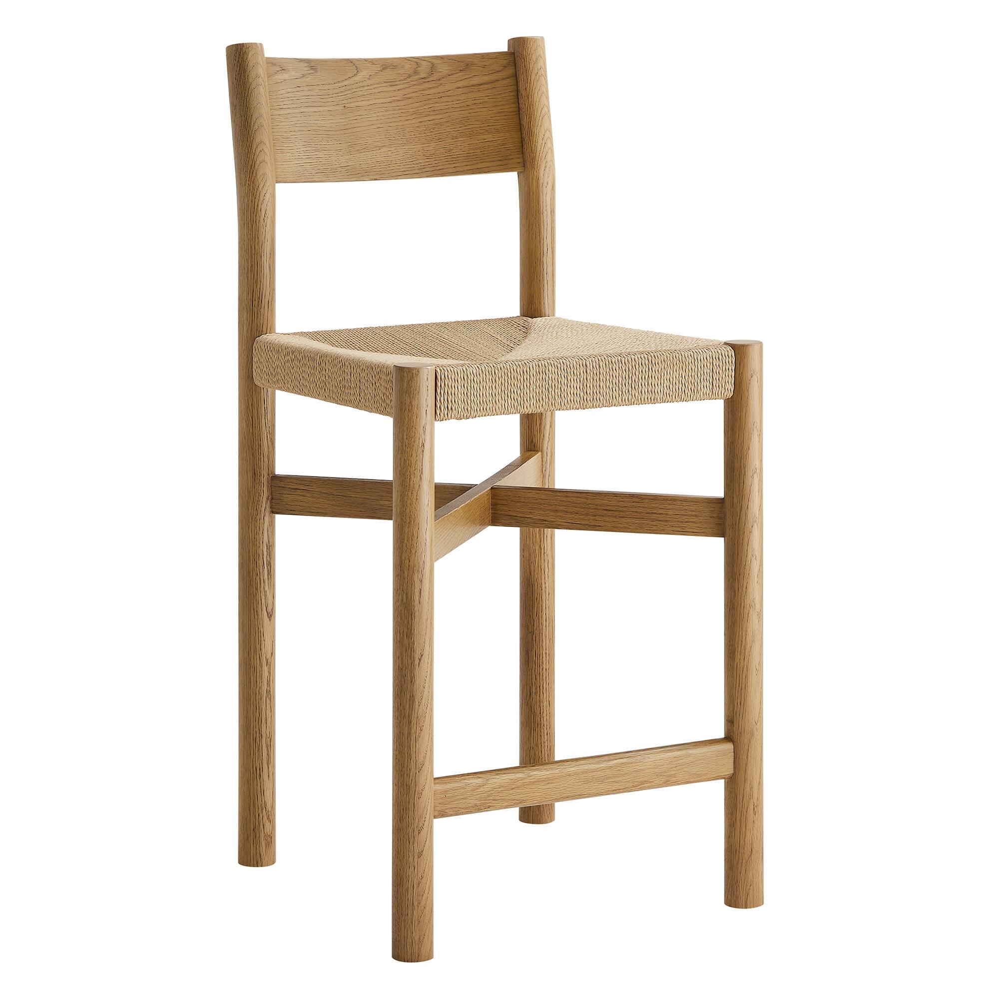 Alt View 2. Modway - Alvia Oak Wood Counter Stools With Woven Seats Set of 2 by Modway - Weathered Oak.