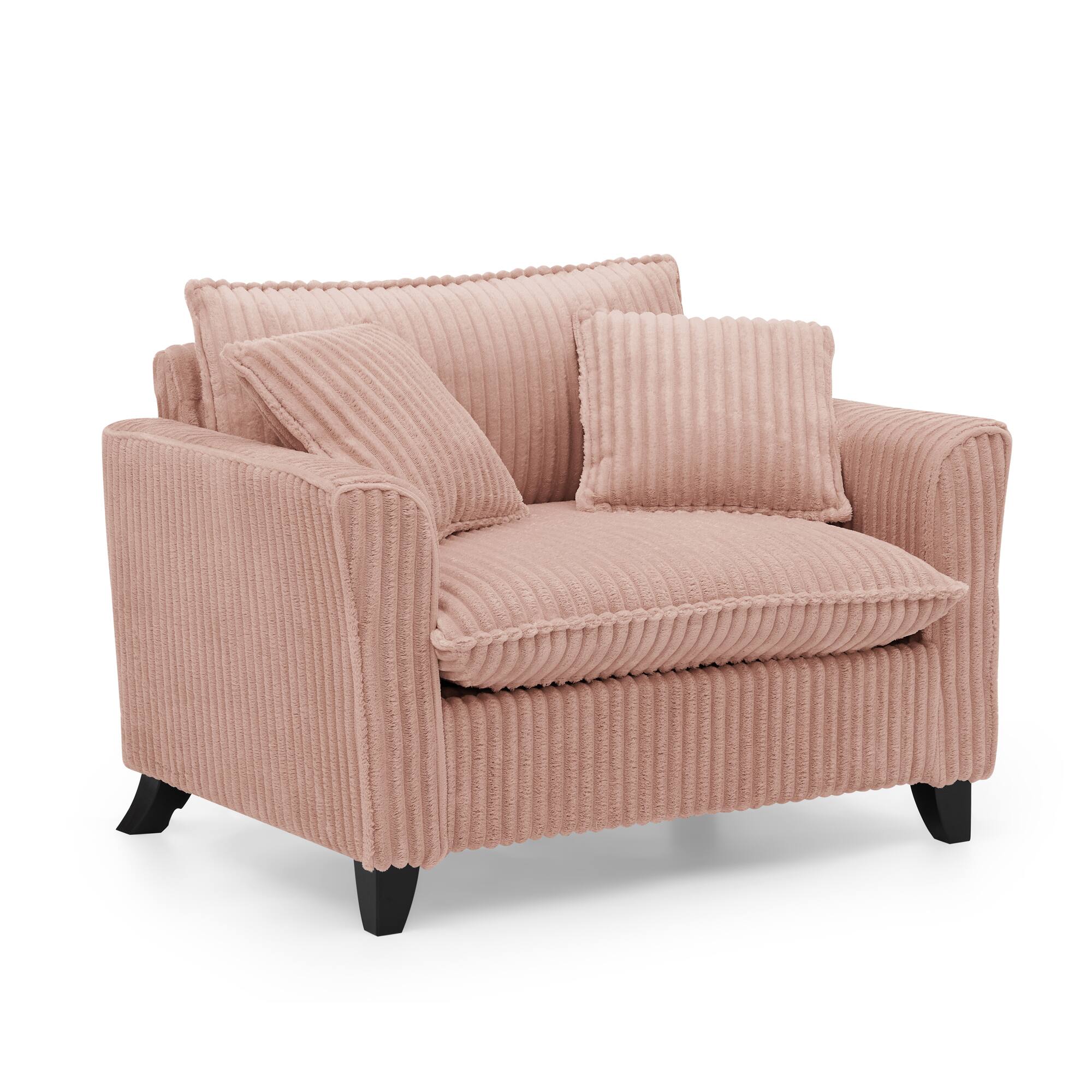Alt View 5. Trinkets Crazed - Wide Accent Armchair with Pillows,Corduroy Oversized Single Sofa, Chair and a Half with Wide Armrest for Living Room - Pink.