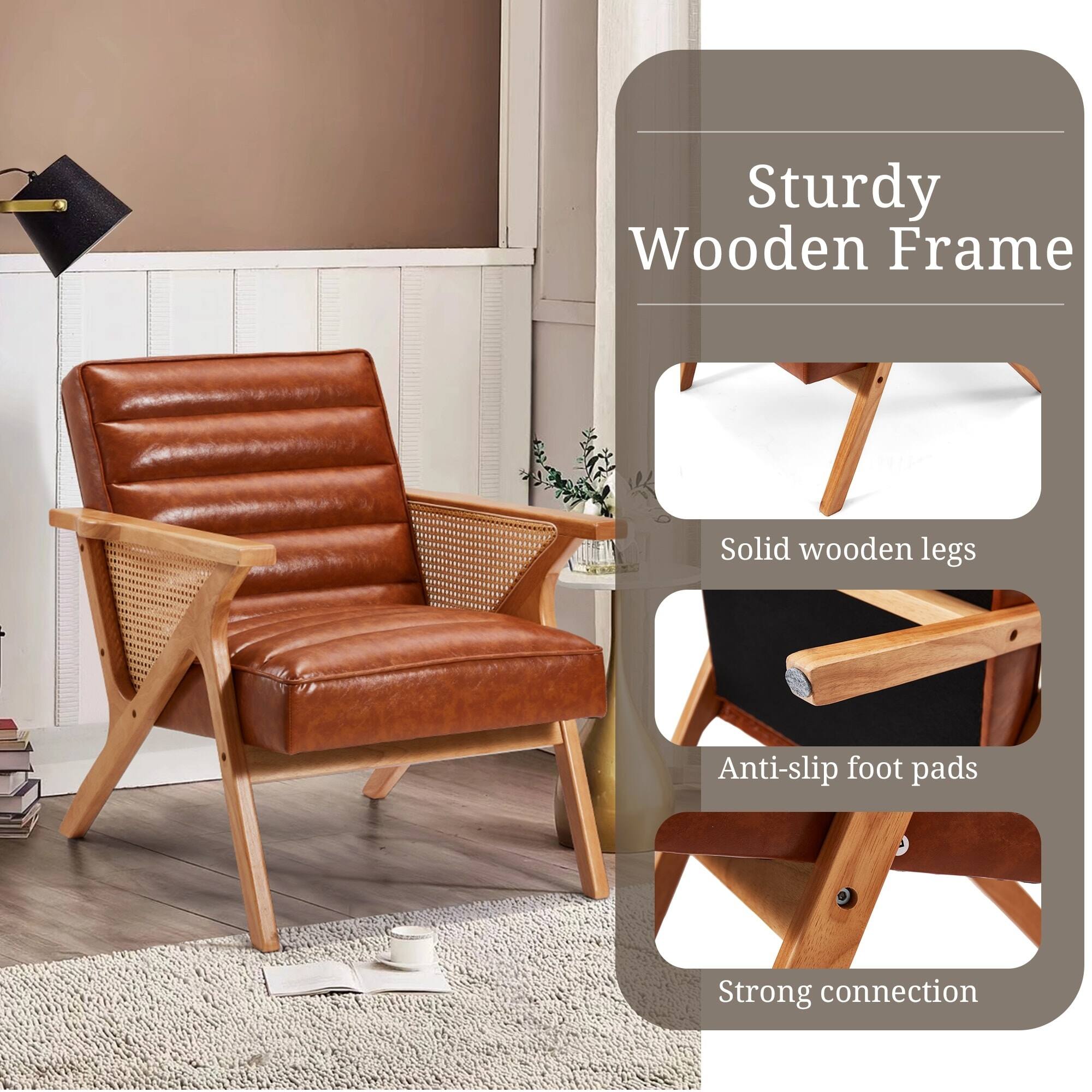 Sturdy Wooden Frame  
Solid wooden legs  
Anti-slip foot pads  
Strong connection