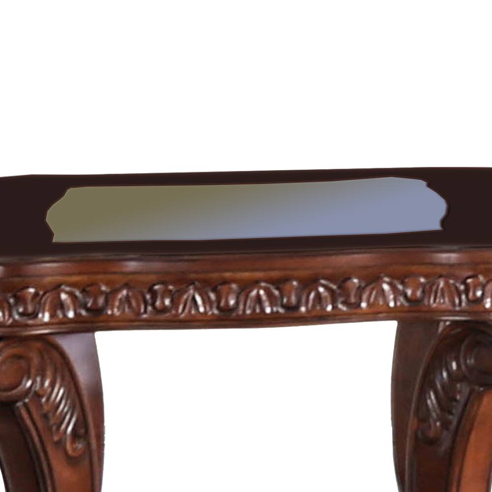 Alt View 3. Manhattan Lane - Traditional End Table with Cabriole Legs and Wooden Carving - Brown.