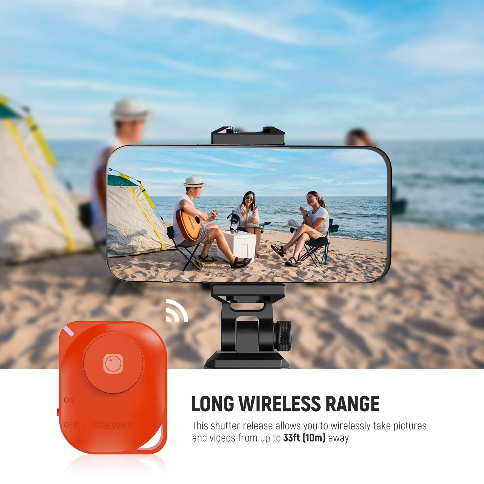LONG WIRELESS RANGE

This shutter release allows you to wirelessly take pictures and videos from up to 33ft (10m) away