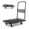 Front. Costway - Folding Push Cart Dolly Platform Hand Truck with 360° Swivel Wheels and 440LBS Capacity - Black.
