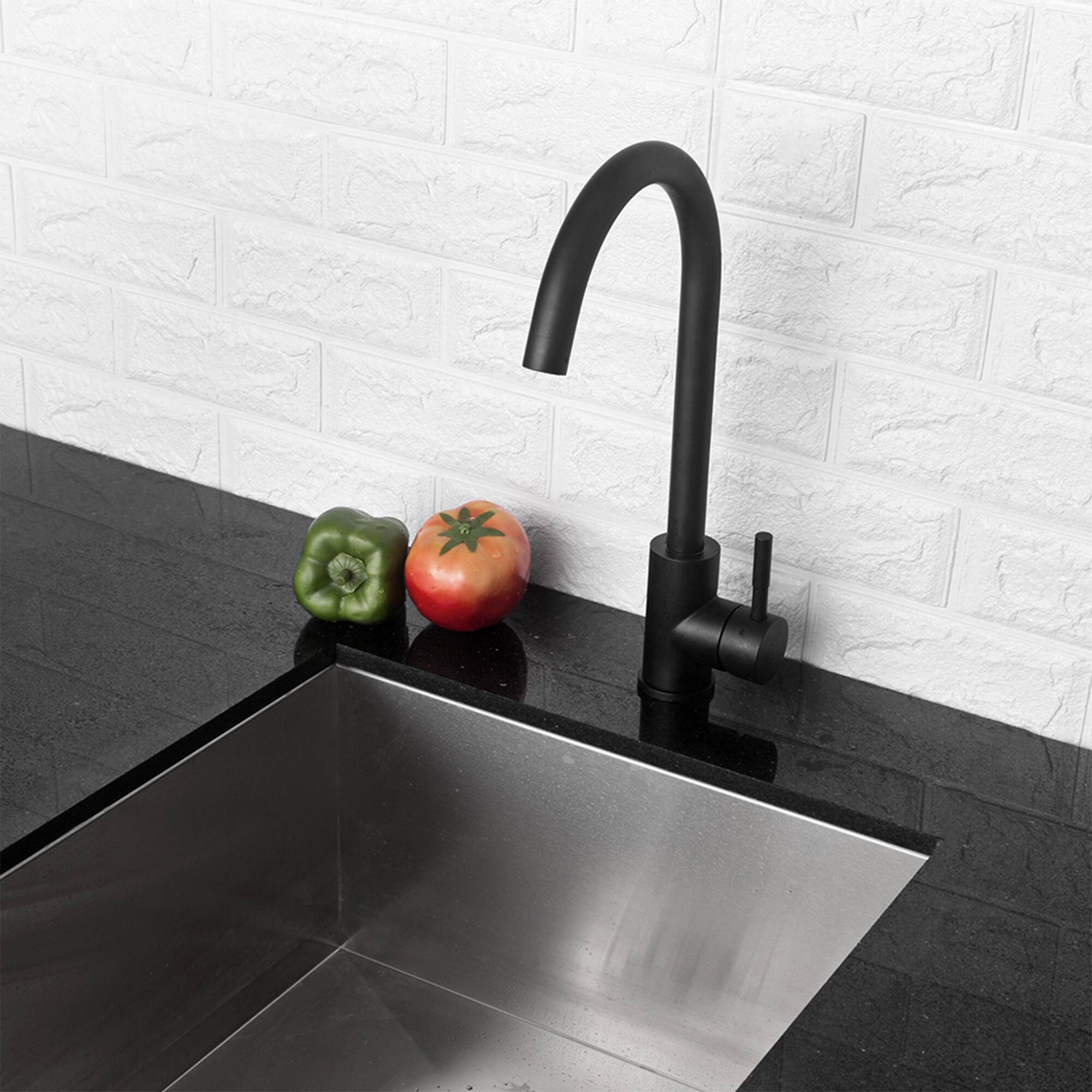 Alt View 1. Siljoy - Kitchen Sink Faucet with Single Handles, Black - Matte Black.