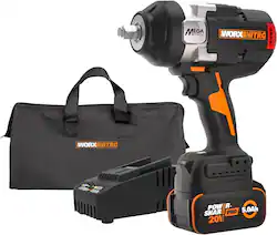 WORX - Nitro 20V 1/2" Cordless Brushless Impact Wrench (1 x 5.0 Ah Battery and 1 x Charger Included) - Black - Front_Zoom