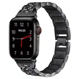 Waloo - Rhinestone Pattern Band For Apple Watch - Black