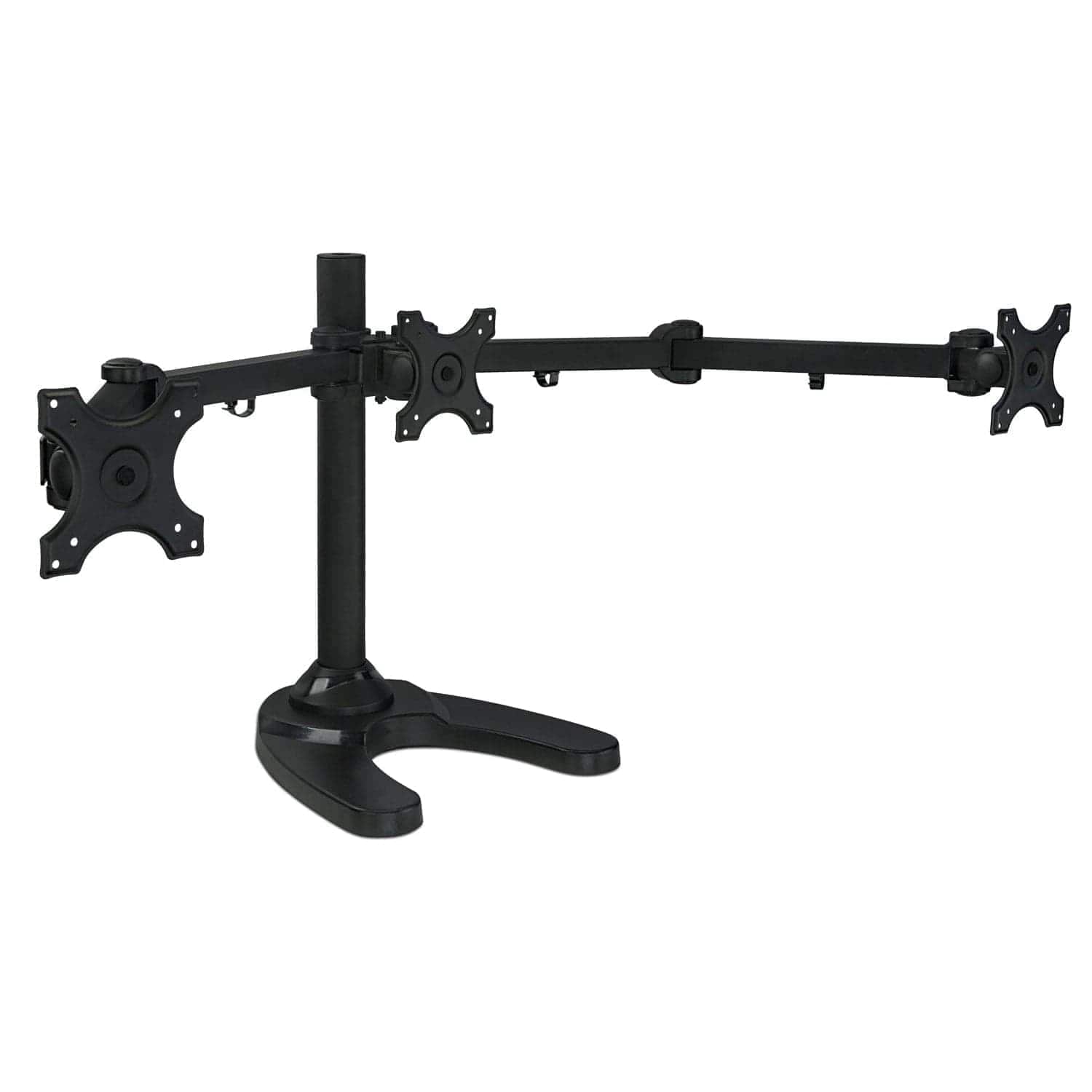Mount-It! - Full Motion Triple Monitor Desk Stand for 13″–24″ Screens with Height Adjustment, Tilt, Swivel & Cable Management - Black