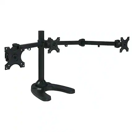 Front. Mount-It! - Full Motion Triple Monitor Desk Stand for 13″–24″ Screens with Height Adjustment, Tilt, Swivel & Cable Management - Black.