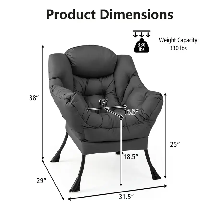 Product Dimensions:

* Weight Capacity: 330 lbs
* Dimensions: 38" x 17" x 16.5" x 25" x 18.5" x 29" x 31.5"
