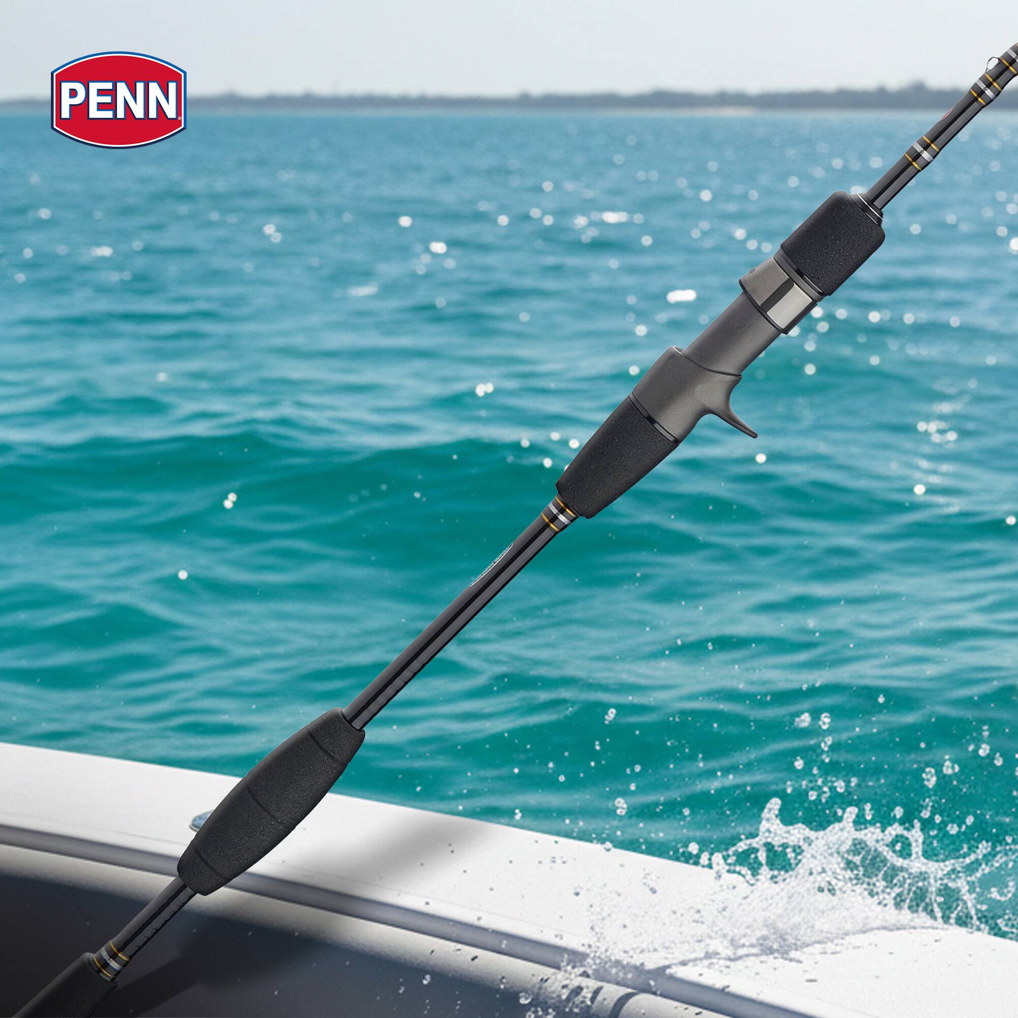 Alt View 3. PENN - PENN Carnage III Conventional Slow Pitch Rod, 6'8" Fishing Pole, Medium Heavy - Black.