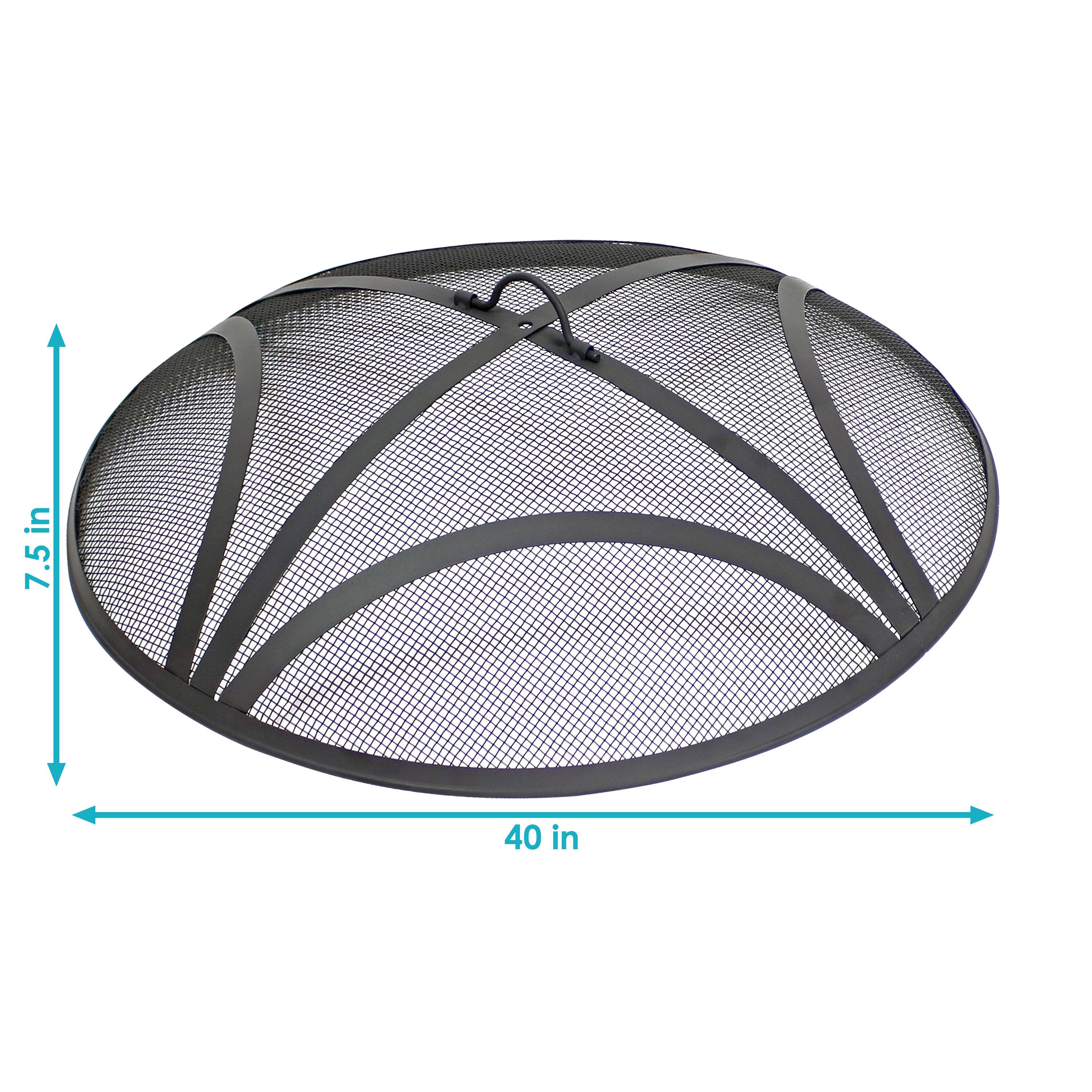 Alt View 2. Sunnydaze - 40 in Reinforced Steel Mesh Round Fire Pit Spark Screen - Black.