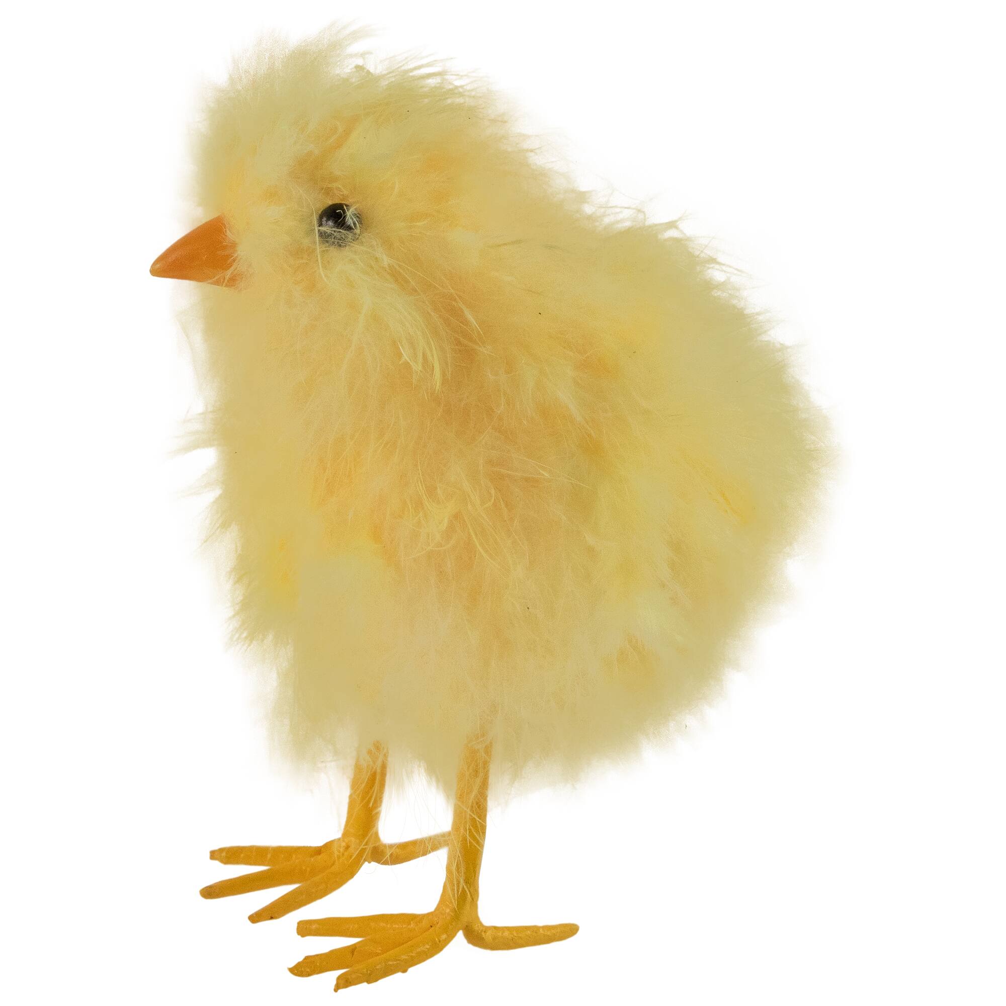 Front. Northlight - 5” Yellow Feather Easter Chick Figure - Yellow.