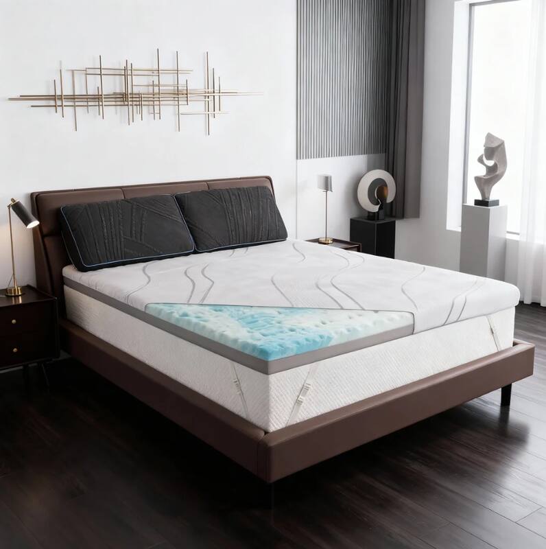 Front. Vipbear - 4 Inch Queen Ice Silk Cover, Premier Cooling Gel+Bamboo High-Density Support, Extra Firm to Firm Mattress Topper - white.