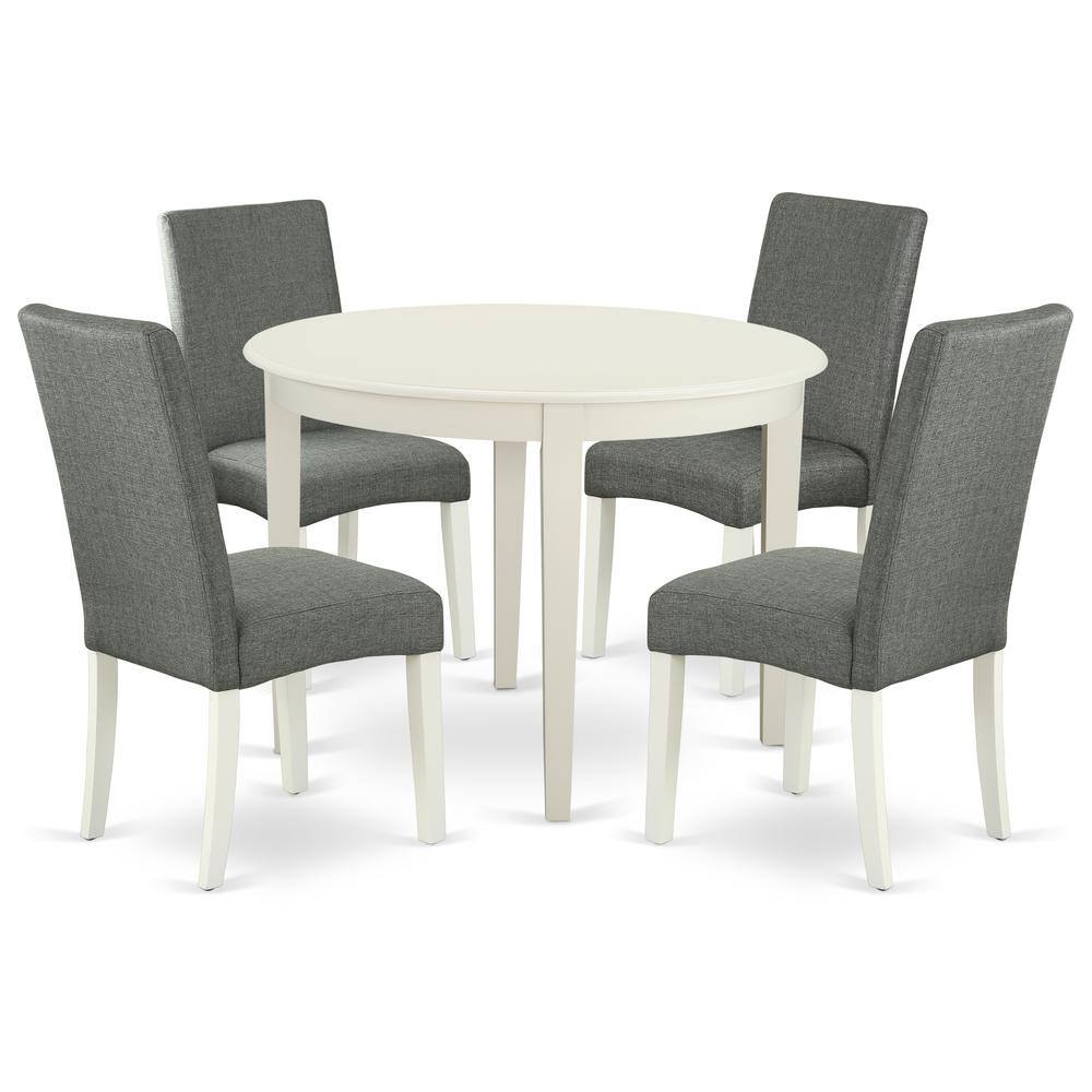 Back. East West Furniture - Dining Room Set Linen White - Brown.