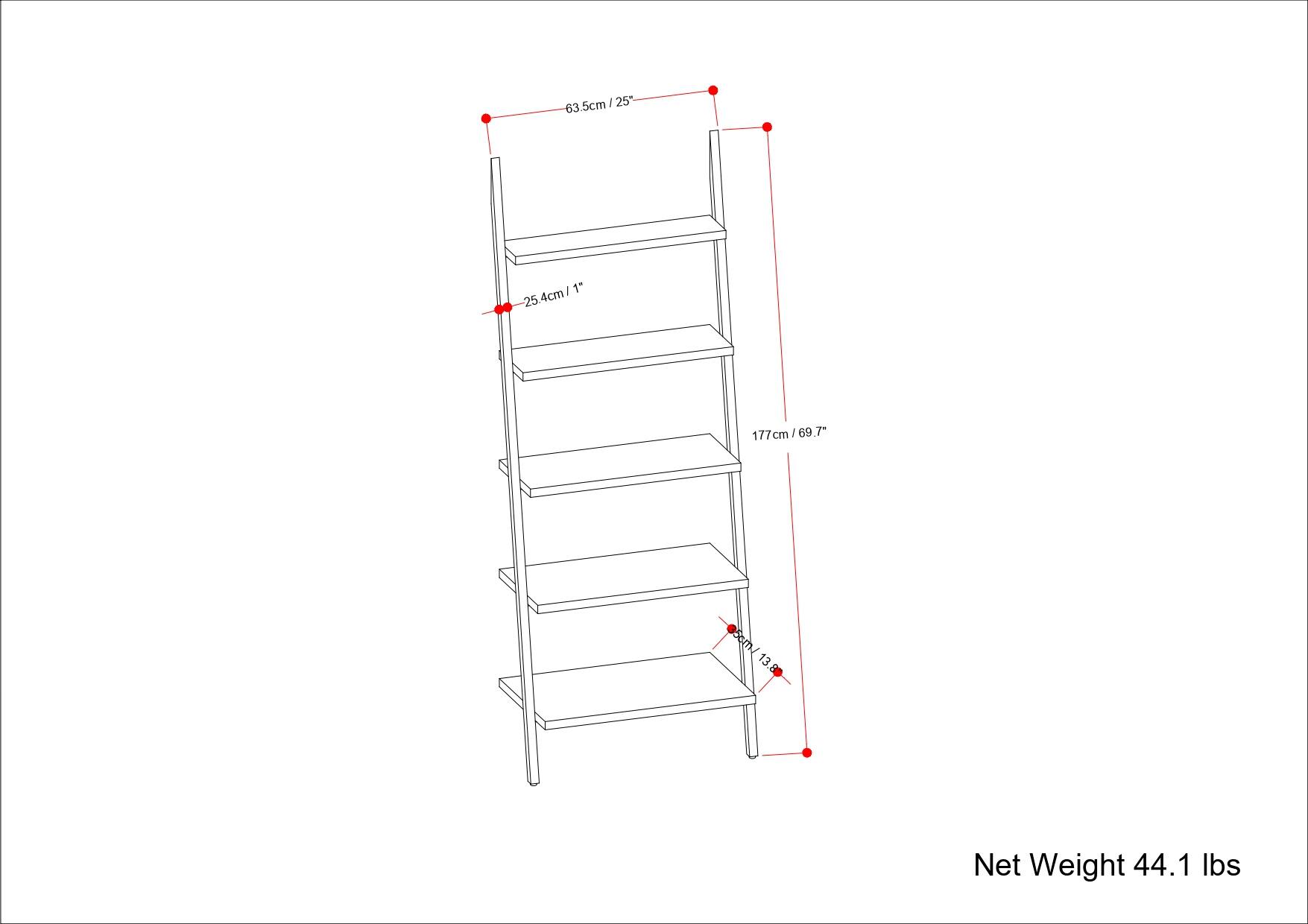 63.5cm / 25"  
25.4cm / 1"  
177cm / 69.7"  
Net Weight 44.1 lbs