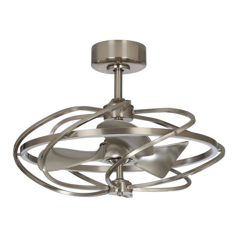 Alt View 7. Parrot Uncle - 27" Modern Nickel 3-Blade LED Ceiling Fan with Remote Control - Nickel.