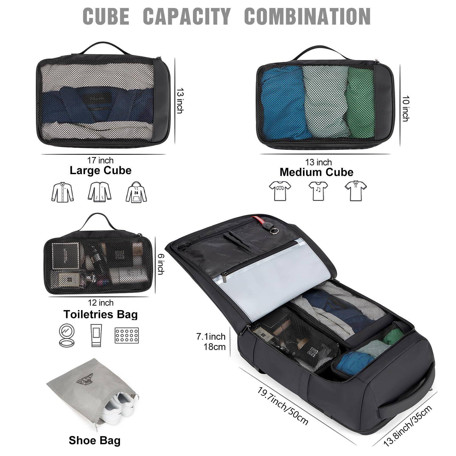 Left. Live At Space - 40l Travel Laptop Backpack For Men Women Carry On Flight Approved Large Capacity Water Resistant Anti Backpacks With - Grey(backpack With 3 Packing Cubes)-Large.