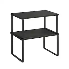 Songmics Home - Cabinet Organizer Shelf, Set of 2 Kitchen Counter Shelves, Kitchen Storage, Spice Rack, Stackable, Expandable - Ink Black and Ebony Black