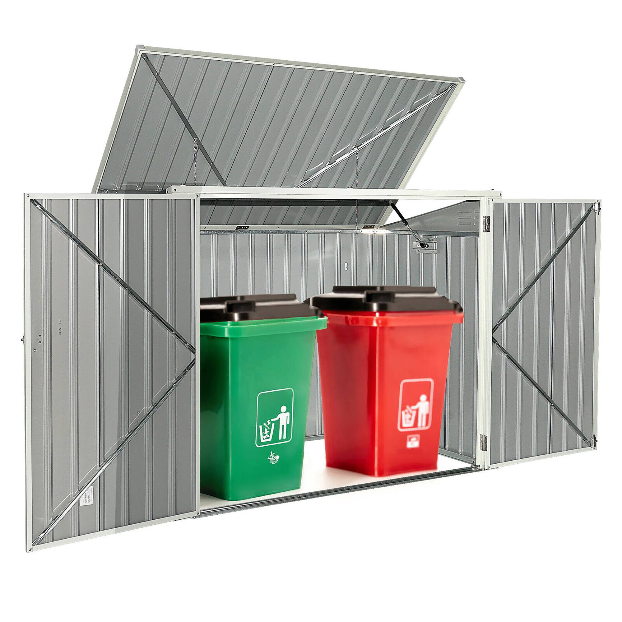 Alt View 7. Costway - 6x3FT Horizontal Storage Shed 68 Cubic Feet for Garbage Cans Tools Accessories - Grey + Beige.