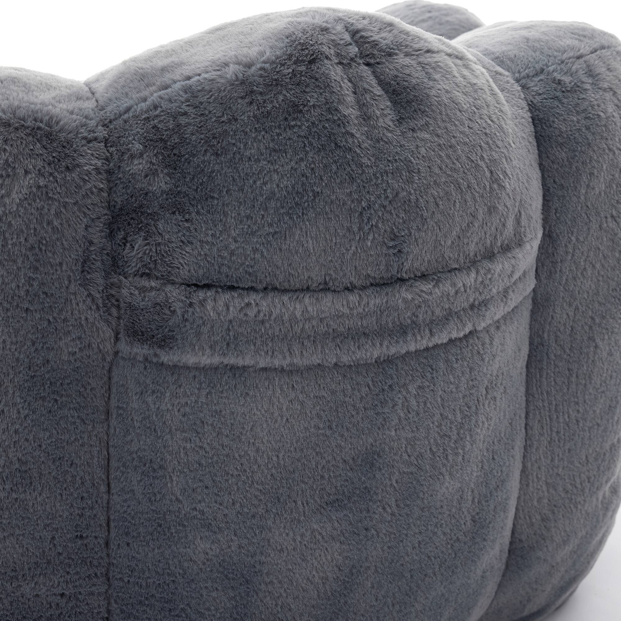 Alt View 4. GOODSILO - Lotus Style Compression Sofa Bean Bag Chair with Pull Ring for Easy Mobility and No Assembly Required - Gray.
