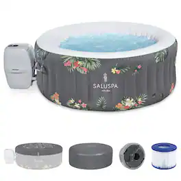 Bestway - SaluSpa AirJet Inflatable Hot Tub with EnergySense Cover, Grey - Aruba