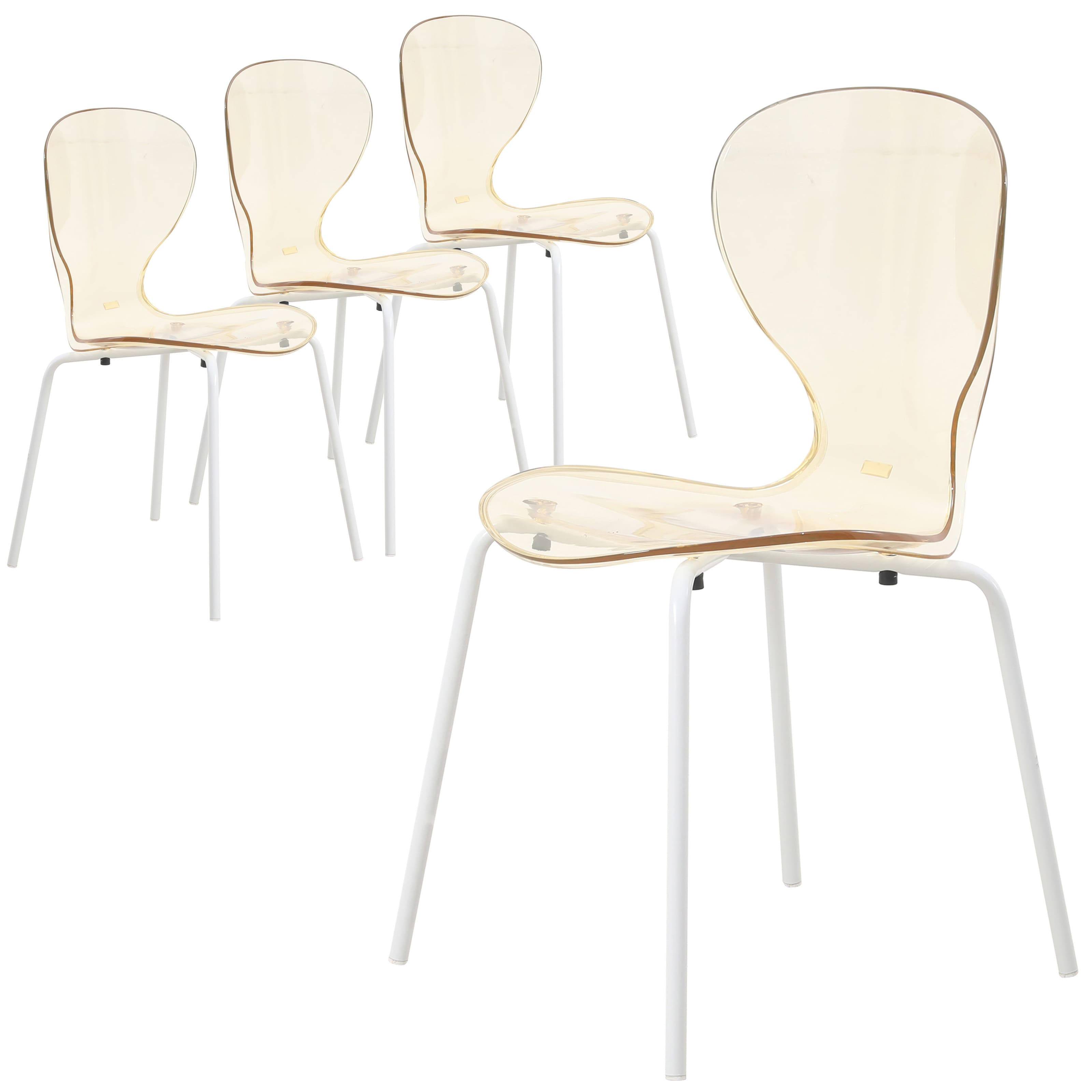 LeisureMod - Oyster 4-PCS Transparent Modern Dining Chair - Polycarbonate Stackable Side Chair with Powder Coated Metal Legs - Amber price history on PriceWatchPro