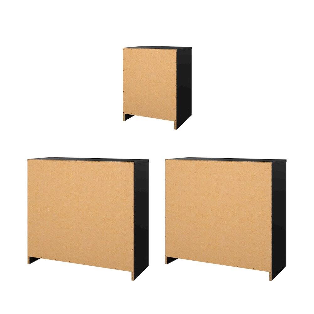 Left. Tvilum - 3-Piece Bedroom Set - Nightstand And Chest Set Of 2 - Black.