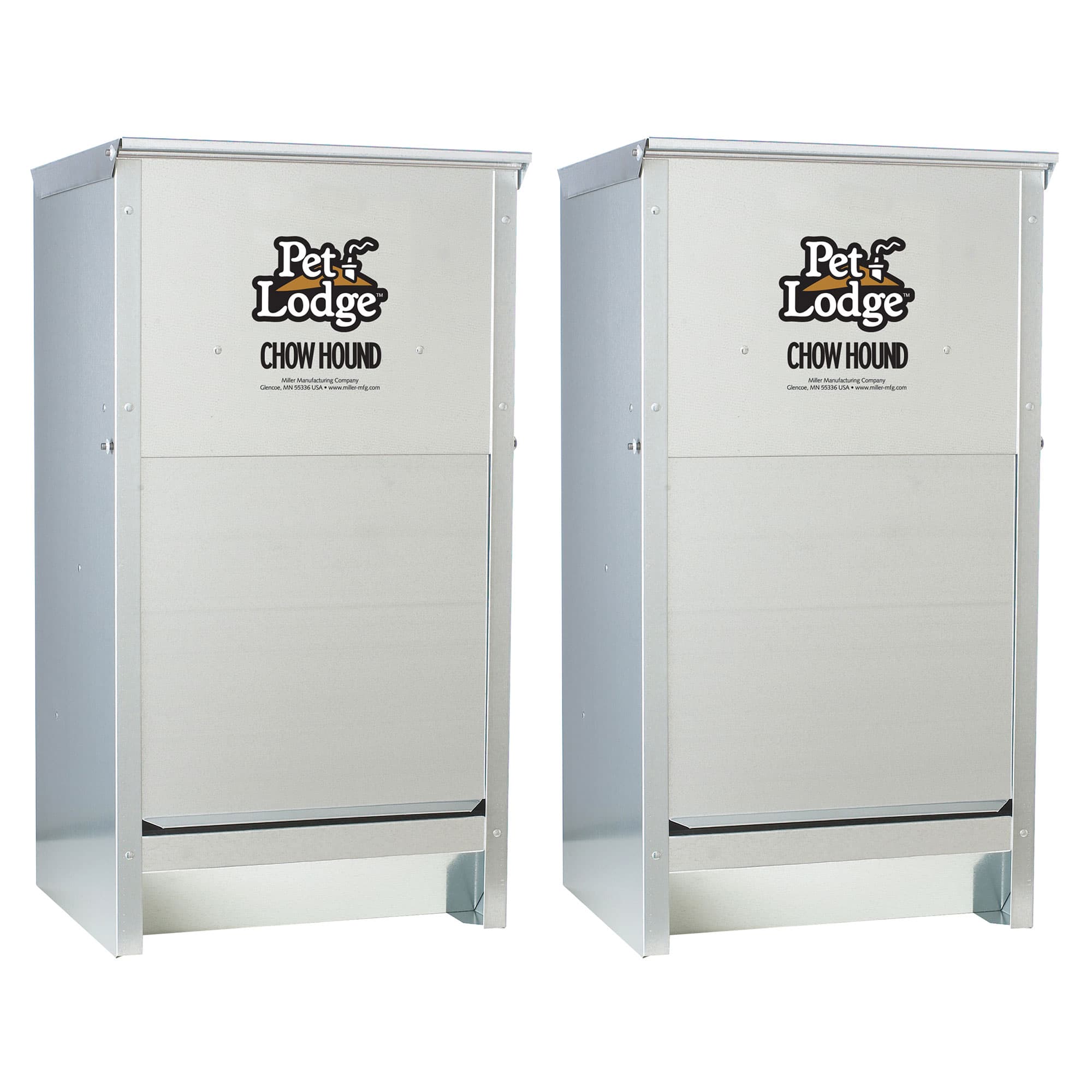 Little Giant - Dry Food Automatic Steel Dog Feeder Chow Hound 25 LB (2 Pack) - White