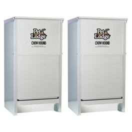 Little Giant - Dry Food Automatic Steel Dog Feeder Chow Hound 25 LB (2 Pack) - White
