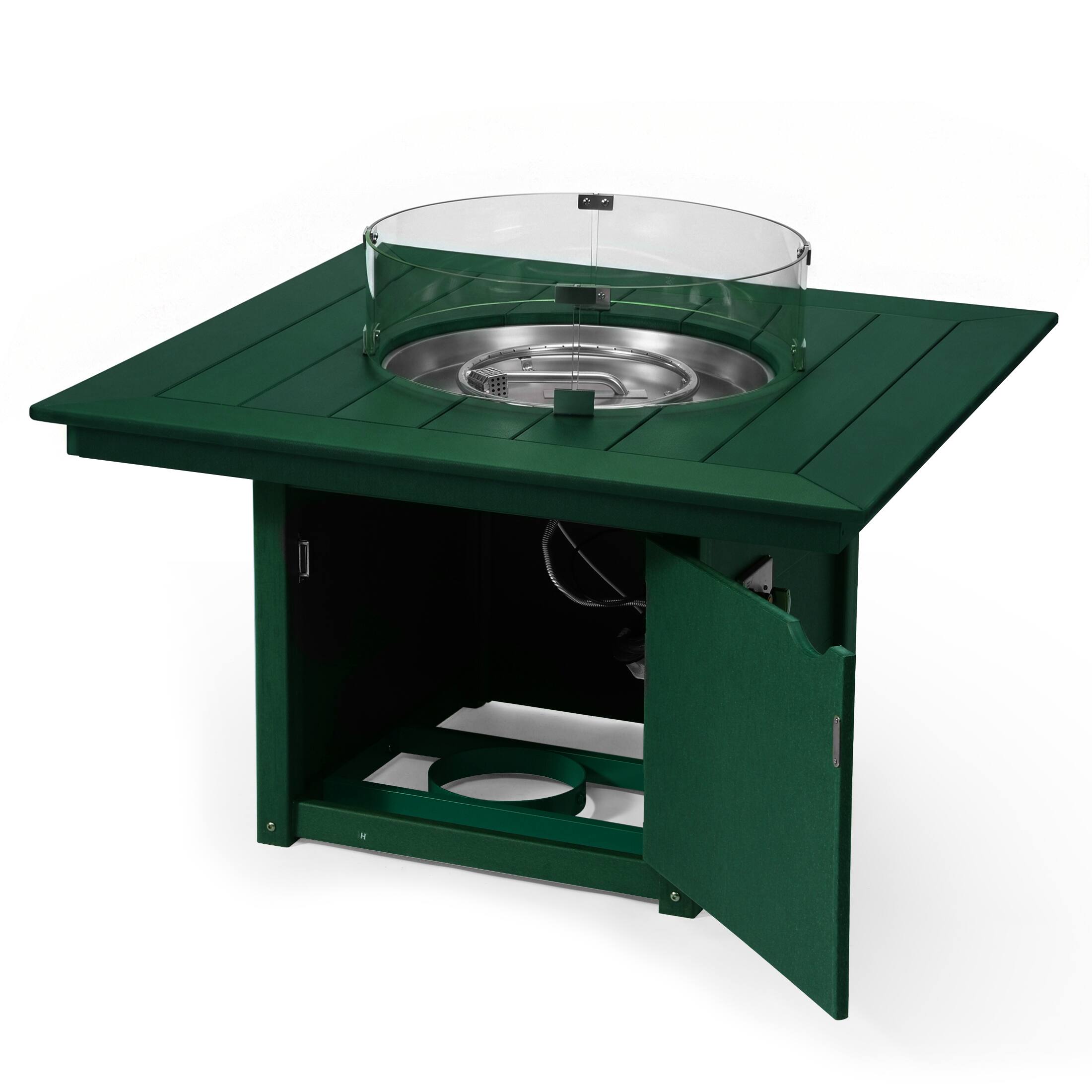 Left. WestinTrends - WestinTrends Helios 42" Modern Outdoor Patio Propane Square Fire Pit Table - Dark Green.