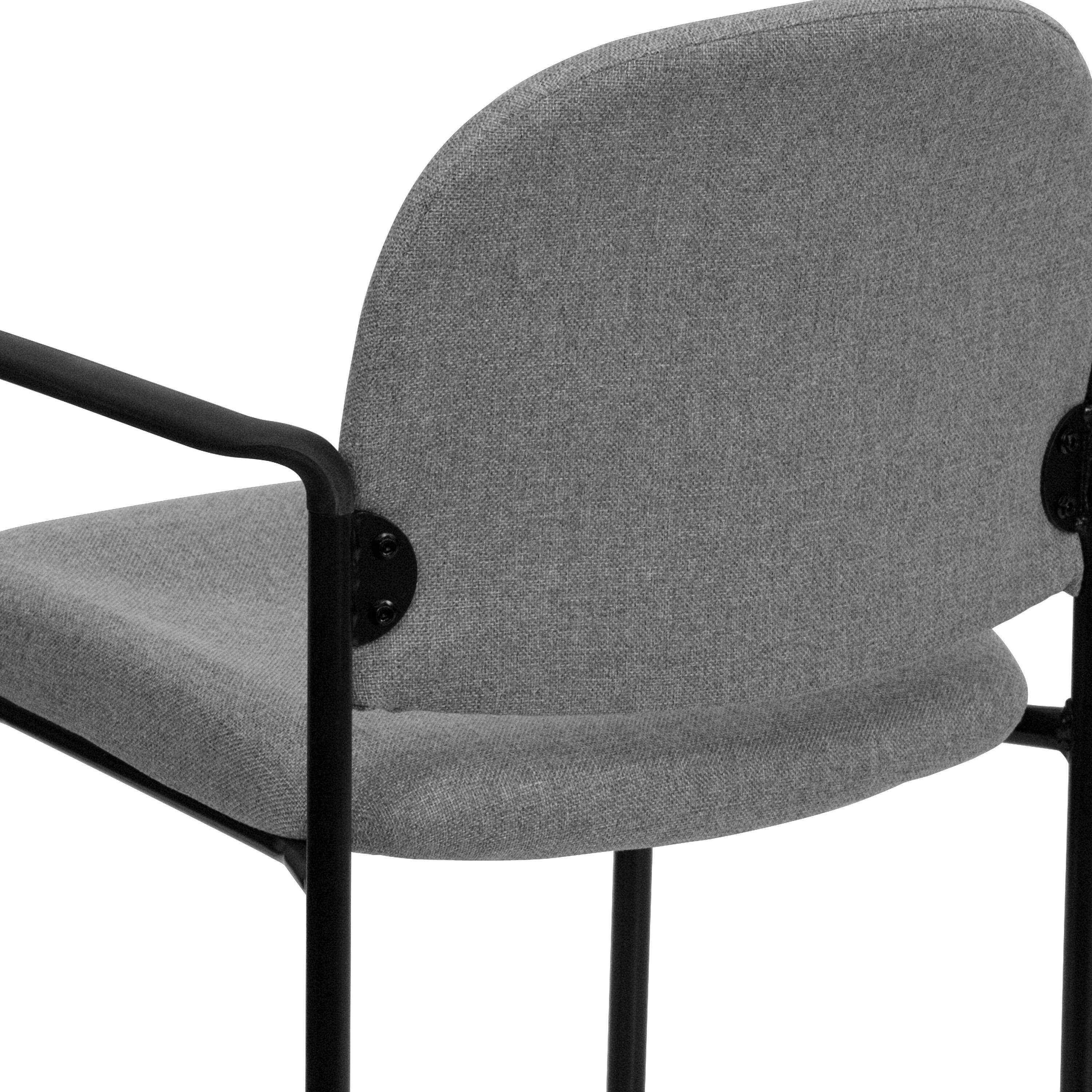Alt View 9. Emma + Oliver - Comfort Stackable Steel Side Reception Chair with Arms - Gray Fabric.